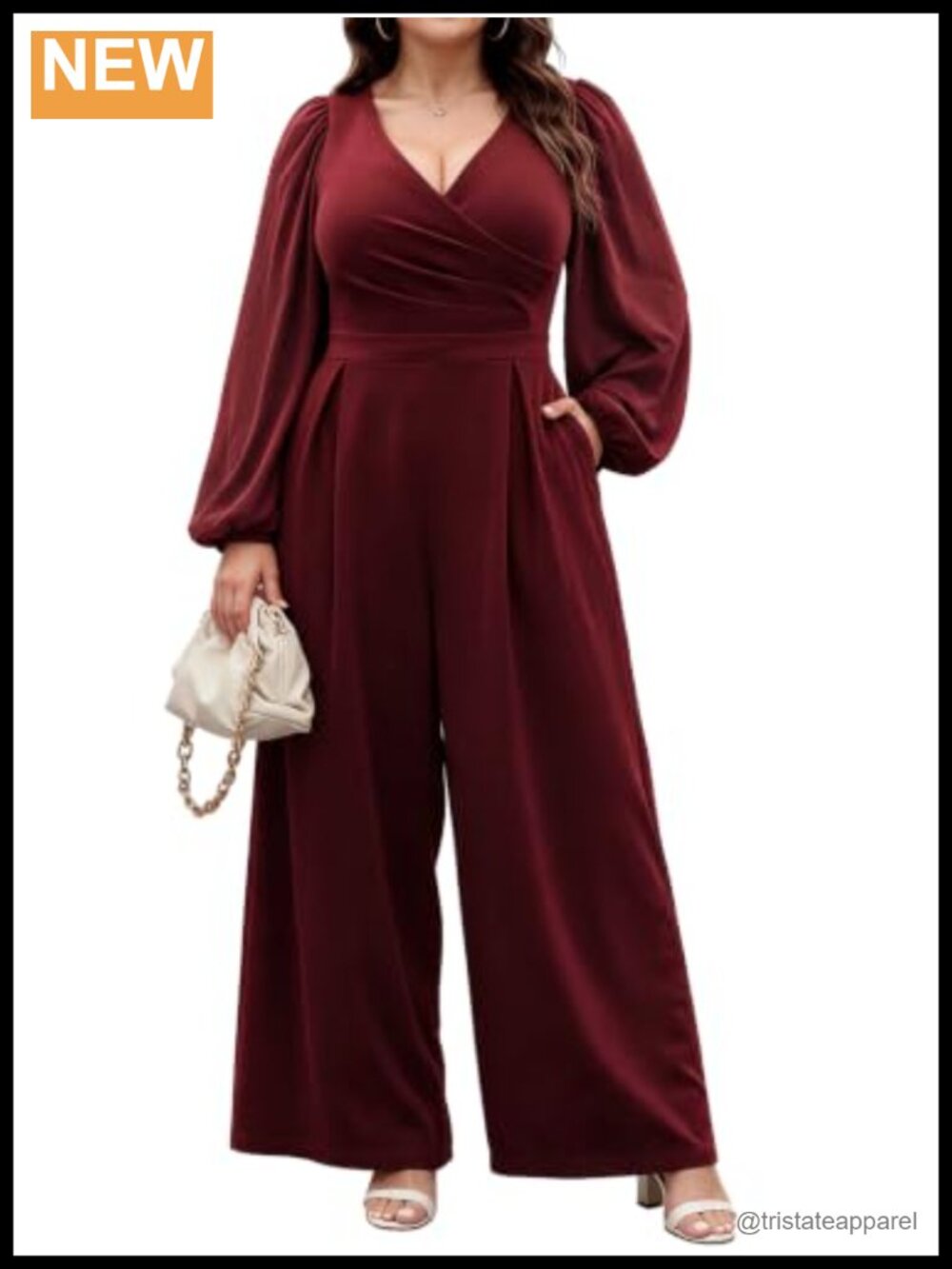 Plus Size Dressy Jumpsuit Wide Leg V-Neck One Piece Outfit